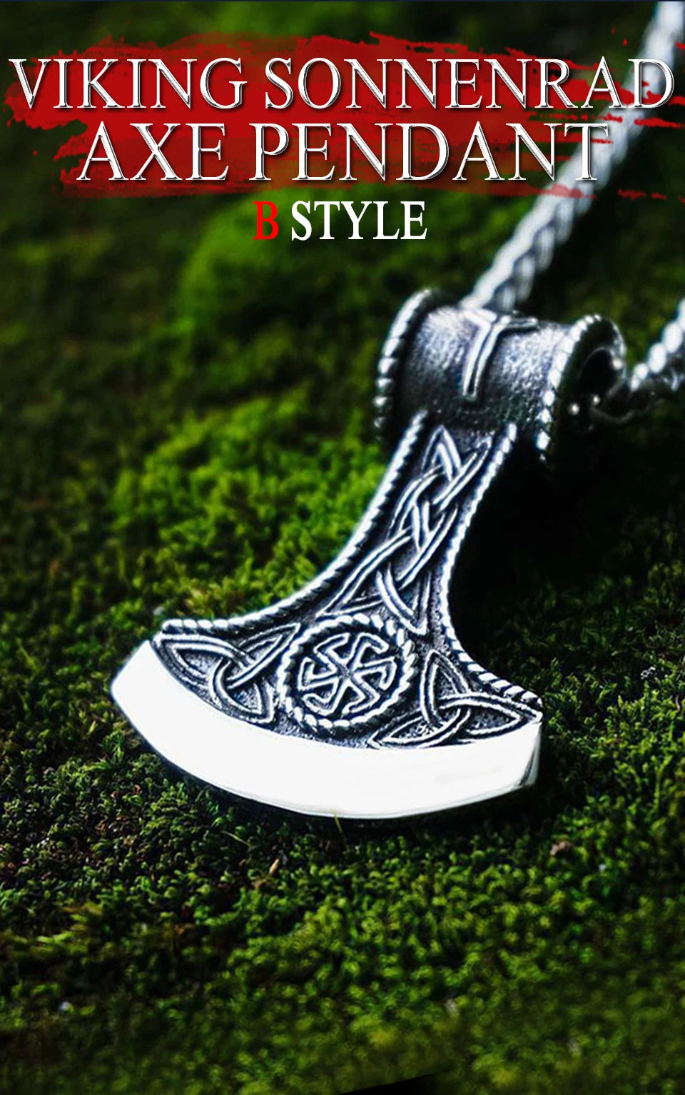 Viking Stainless steel thor's axe head necklace