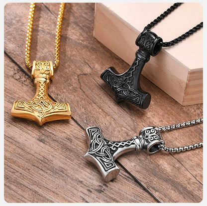 Vnox Vintage Men Norse Viking Necklaces, Thors Mjolnir