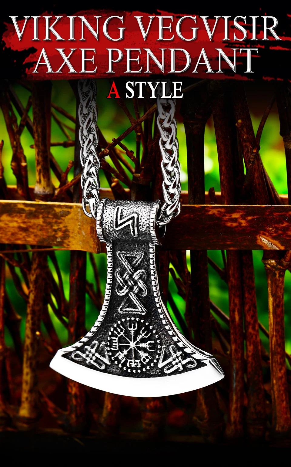 Viking Stainless steel thor's axe head necklace