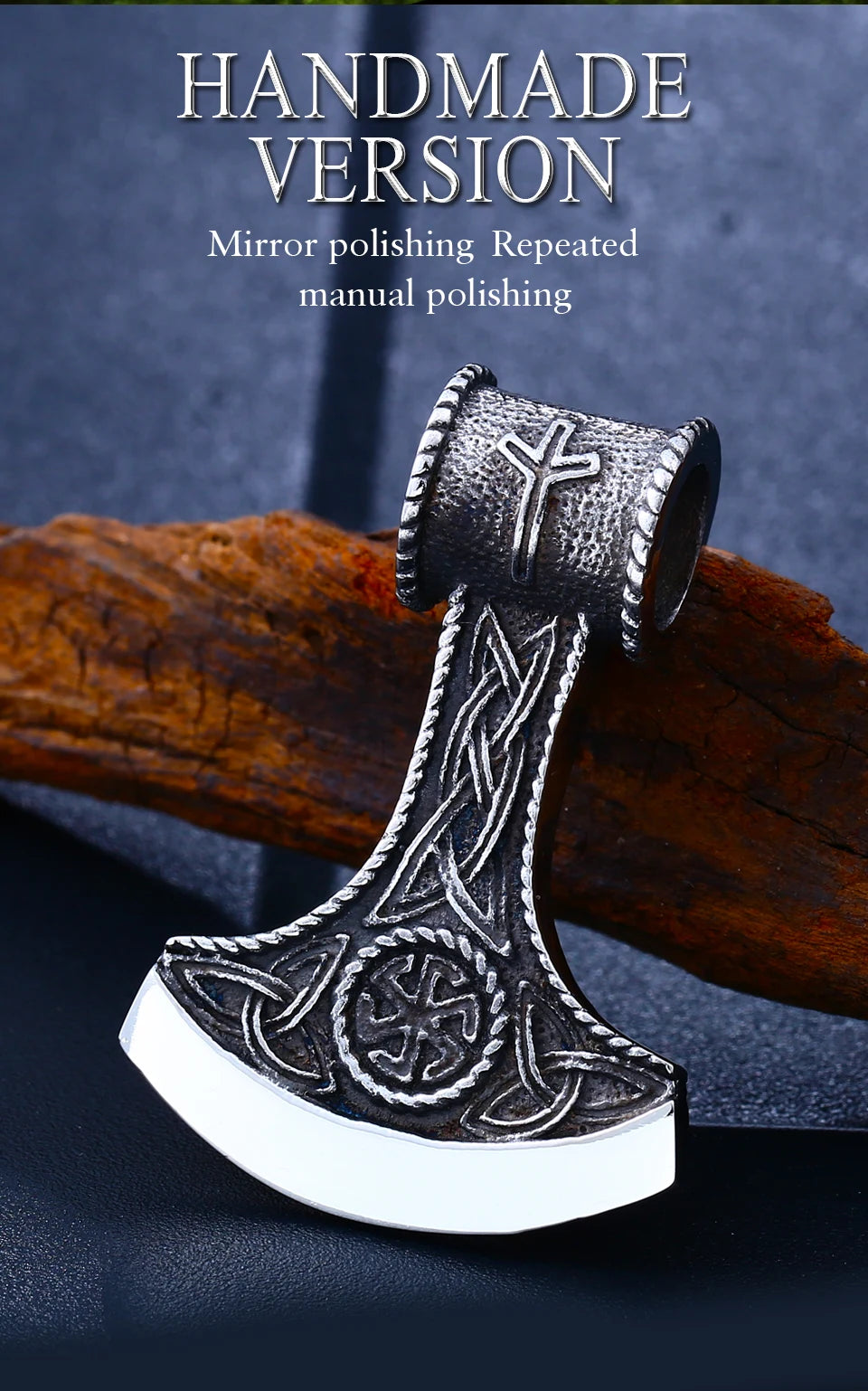 Viking Stainless steel thor's axe head necklace