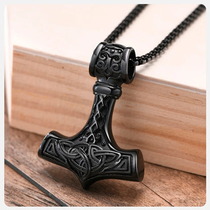 Vnox Vintage Men Norse Viking Necklaces, Thors Mjolnir