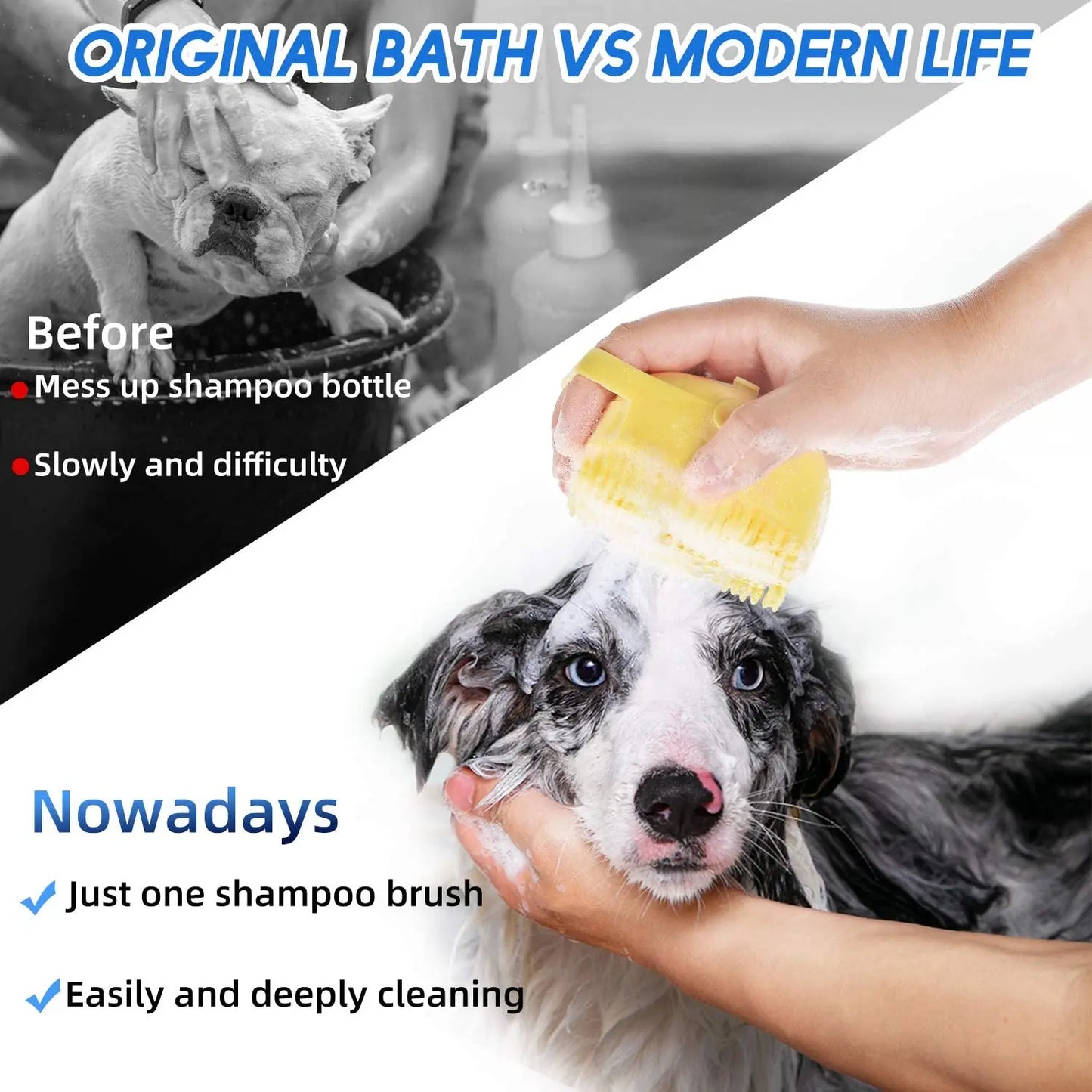 Pet Massage Grooming Brush & Shampoo Solution