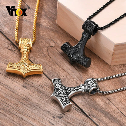 Vnox Vintage Men Norse Viking Necklaces, Thors Mjolnir