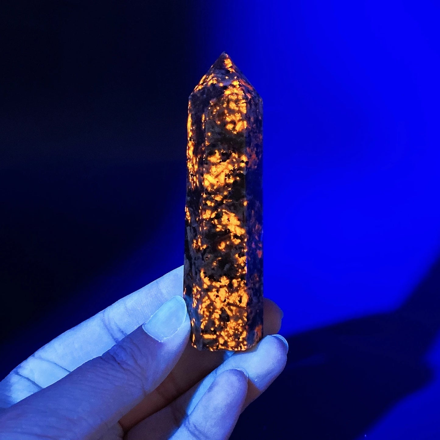 Natural Yooperlite Fluorescing Sodalite Hexagonal Tower Crystal