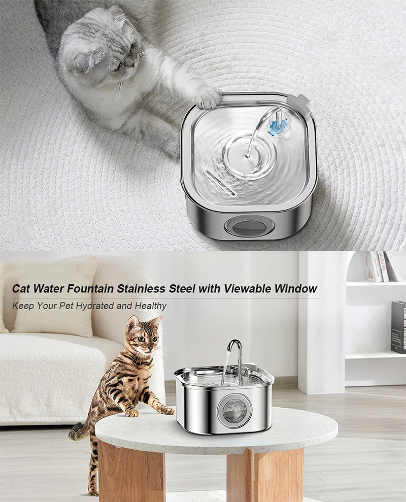 Familx AquaVista™ Transparent Cat / Dog  Water Dispenser