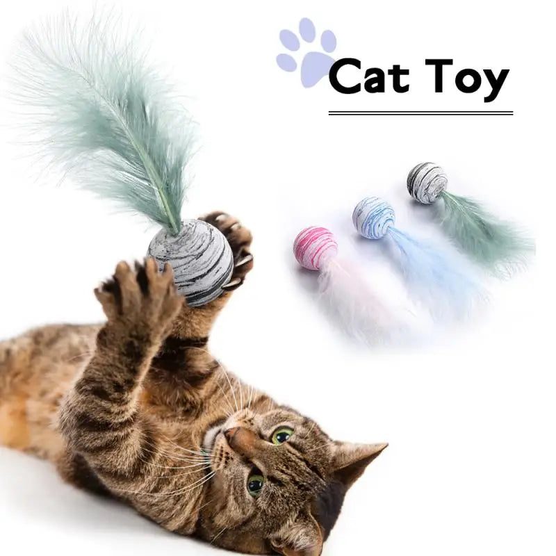 Familx Nordic Bounce Cat Toy Feather Foam Ball