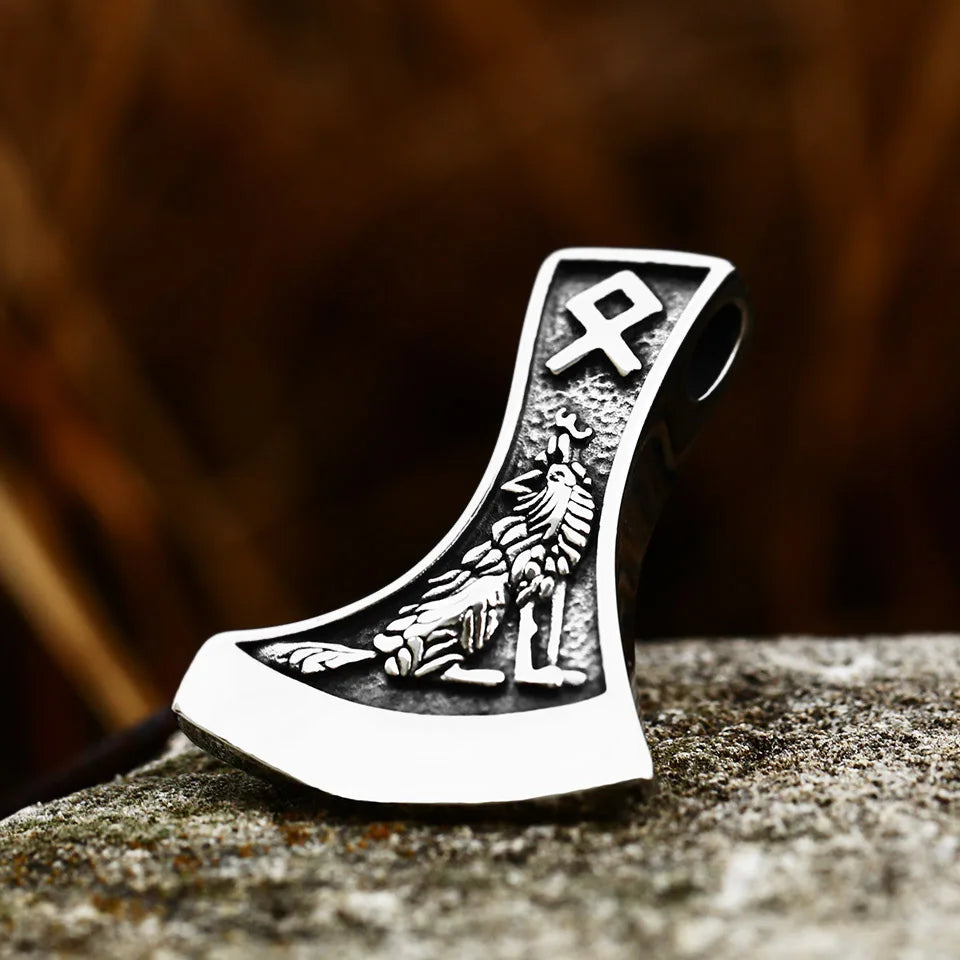 Viking Stainless steel thor's axe head necklace