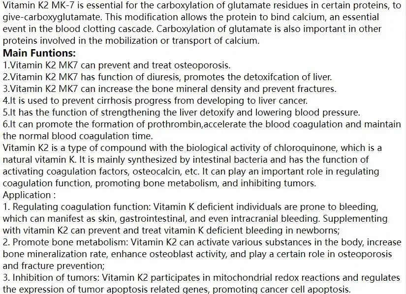 Vitamin K2 Vk2 Mk7 Pulver