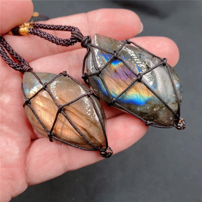 Natural Crystal Labradorite Stone Necklace