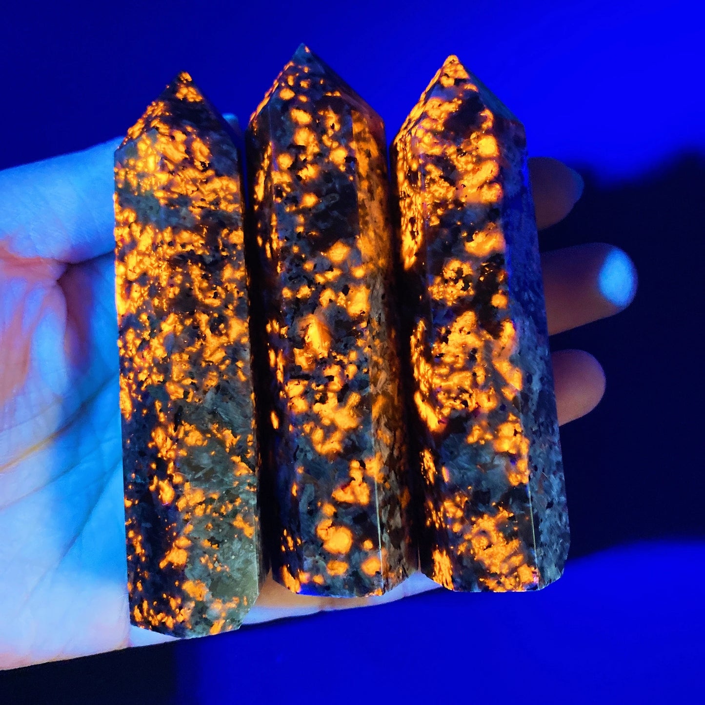 Natural Yooperlite Fluorescing Sodalite Hexagonal Tower Crystal