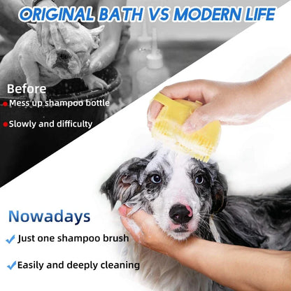 Pet Massage Grooming Brush & Shampoo Solution