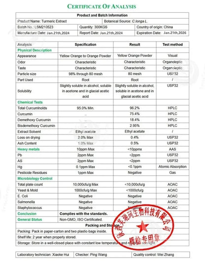 95% Curcumin From Turmeric 50:1 Powder 50-1000g