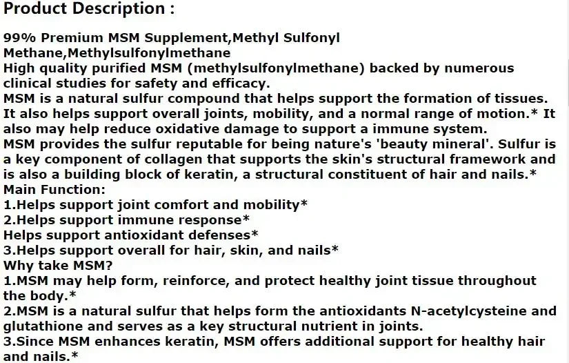 Msm,methyl Sulfonyl Methane Powder