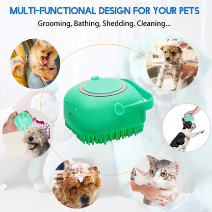 Pet Massage Grooming Brush & Shampoo Solution