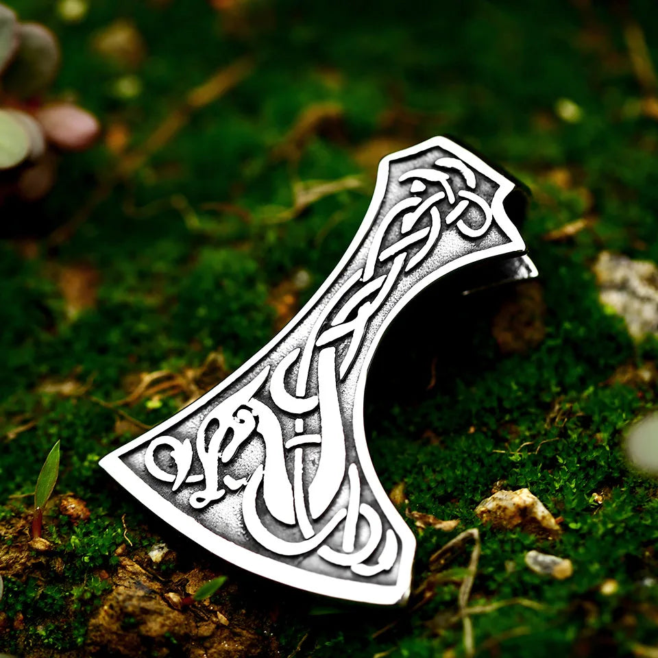 Viking Stainless steel thor's axe head necklace