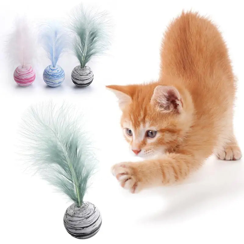 Familx Nordic Bounce Cat Toy Feather Foam Ball