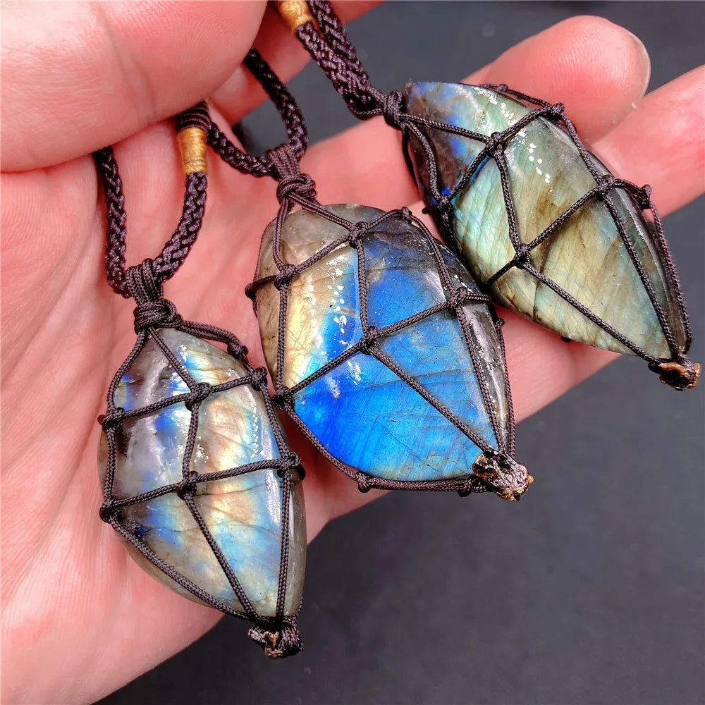 Natural Crystal Labradorite Stone Necklace