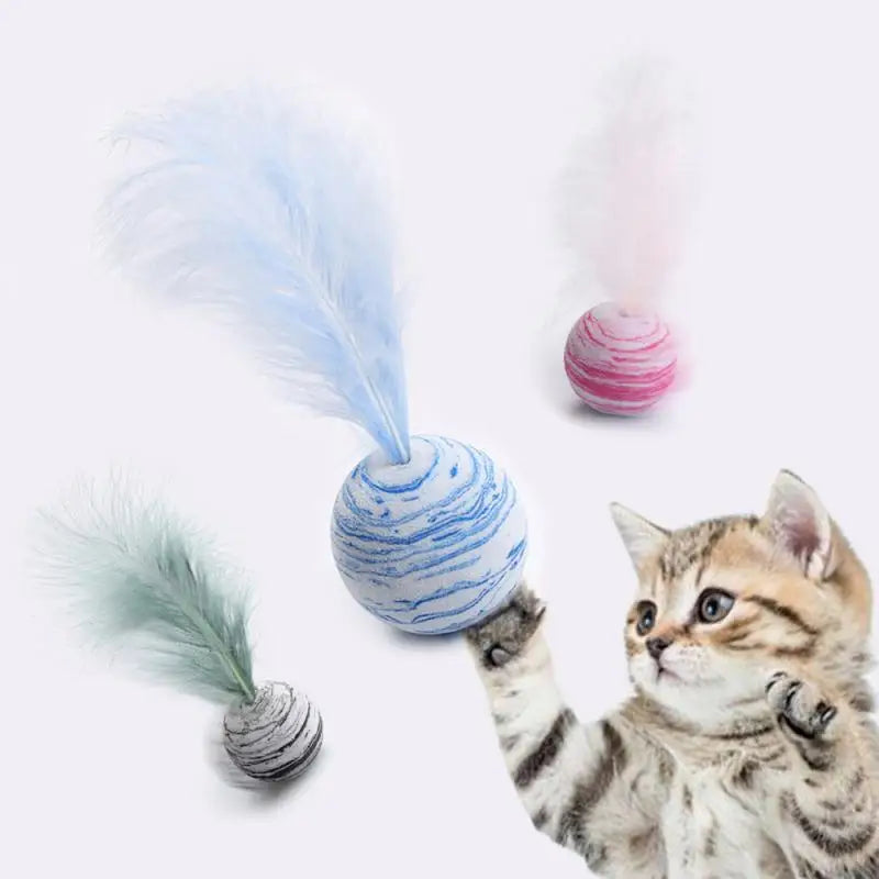 Familx Nordic Bounce Cat Toy Feather Foam Ball