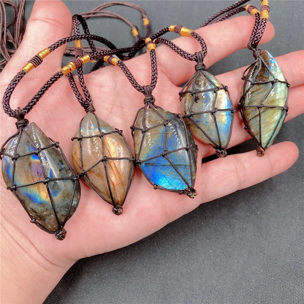 Natural Crystal Labradorite Stone Necklace